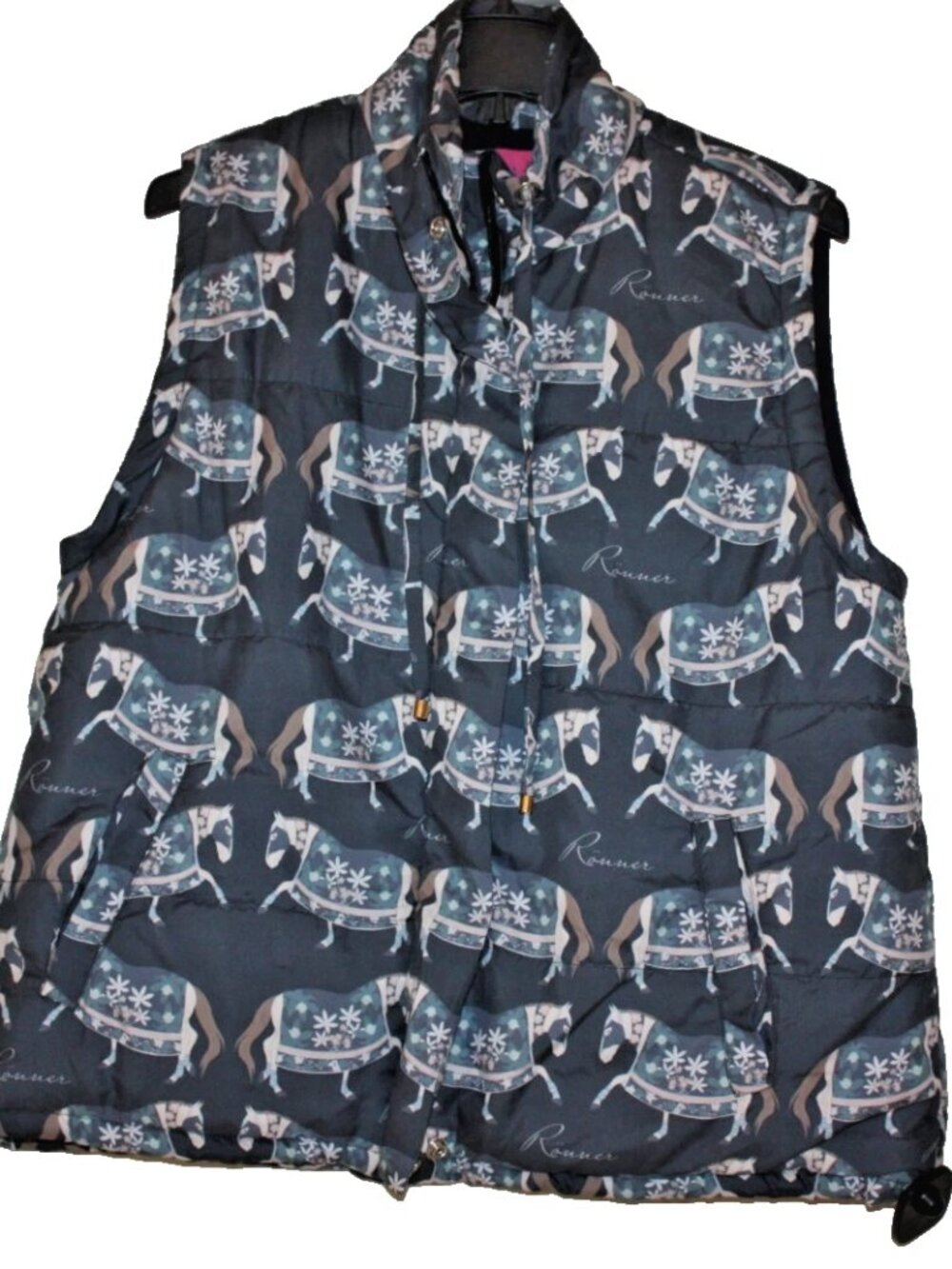 Ronner Boutique Equestrian Horse Print Vest Womens Size XXL